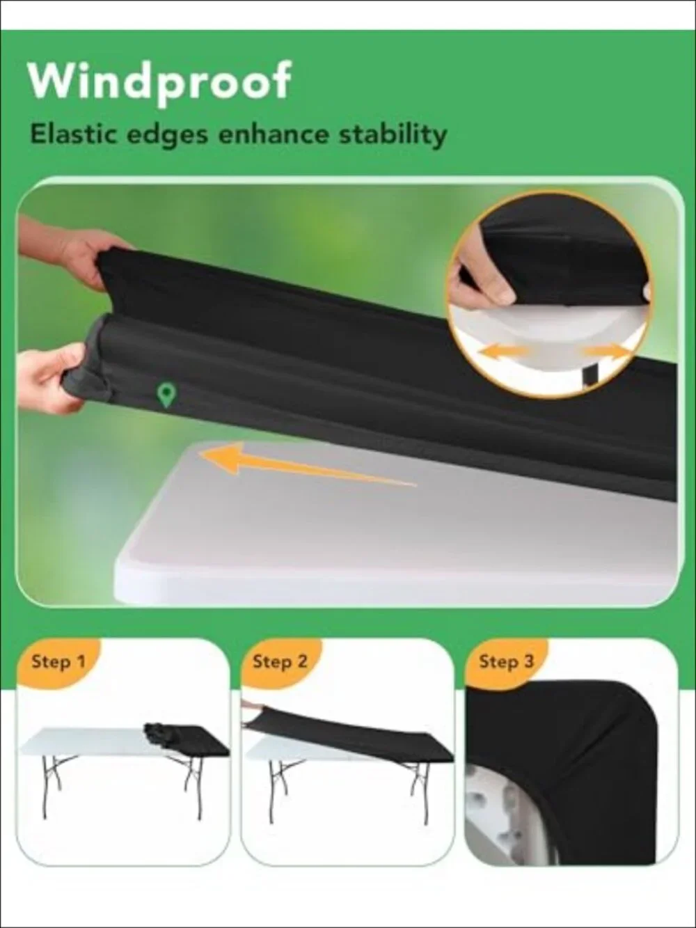 Fitted Elastic Tablecloth 6 Ft Rectangular Polyester Spandex Stretch Cover